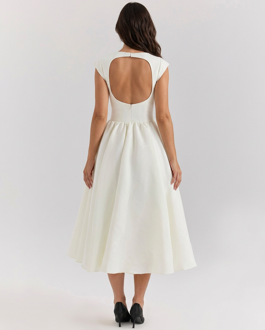 Melissa | Women's Open Back Boat Neck Wedding Guest Dress