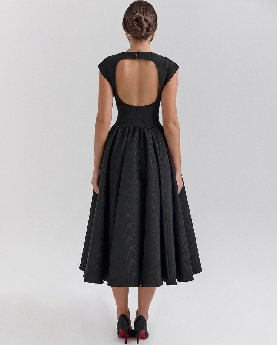 Melissa | Women's Open Back Boat Neck Wedding Guest Dress