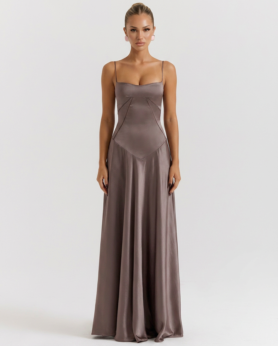 Mercedes | Women's Fitted Sleeveless Flowy Wedding Guest Dress