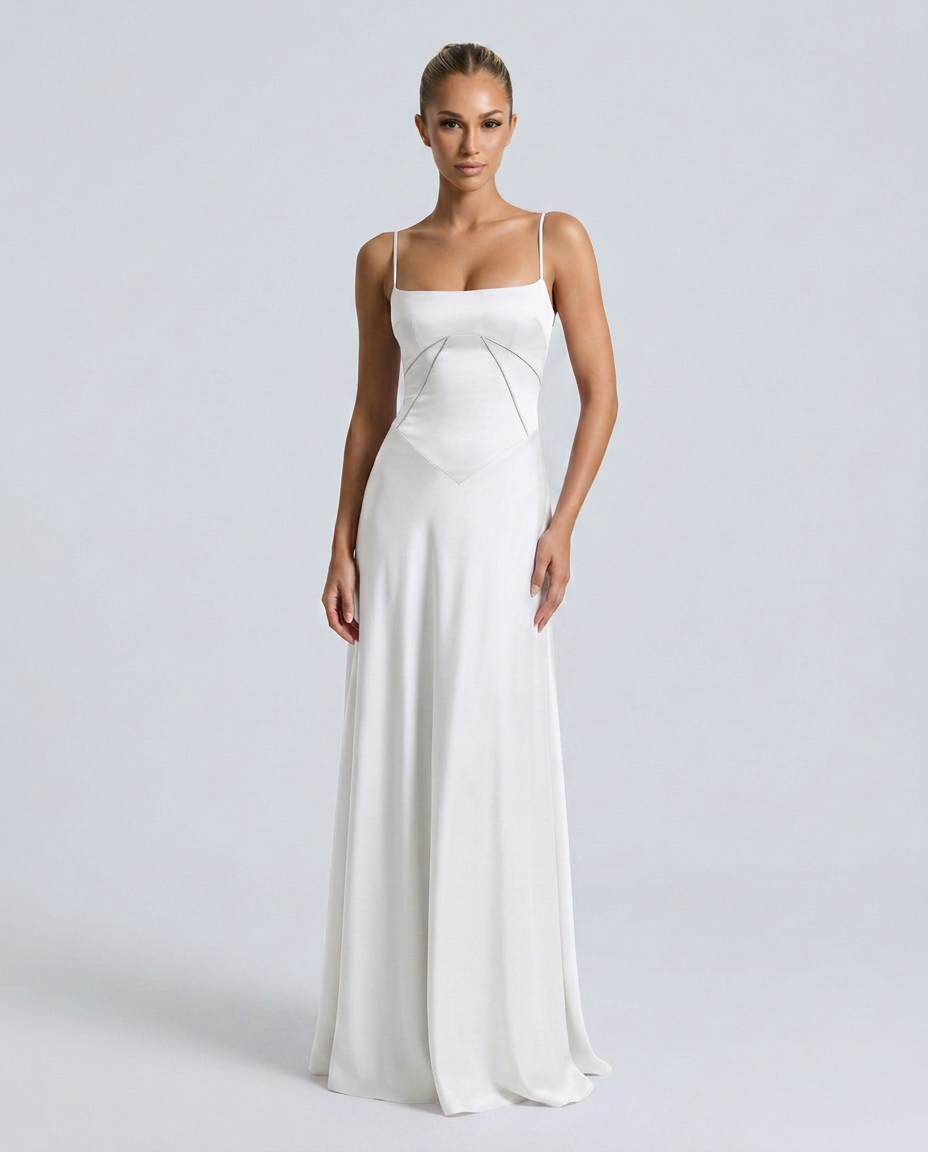 Mercedes | Women's Fitted Sleeveless Flowy Wedding Guest Dress