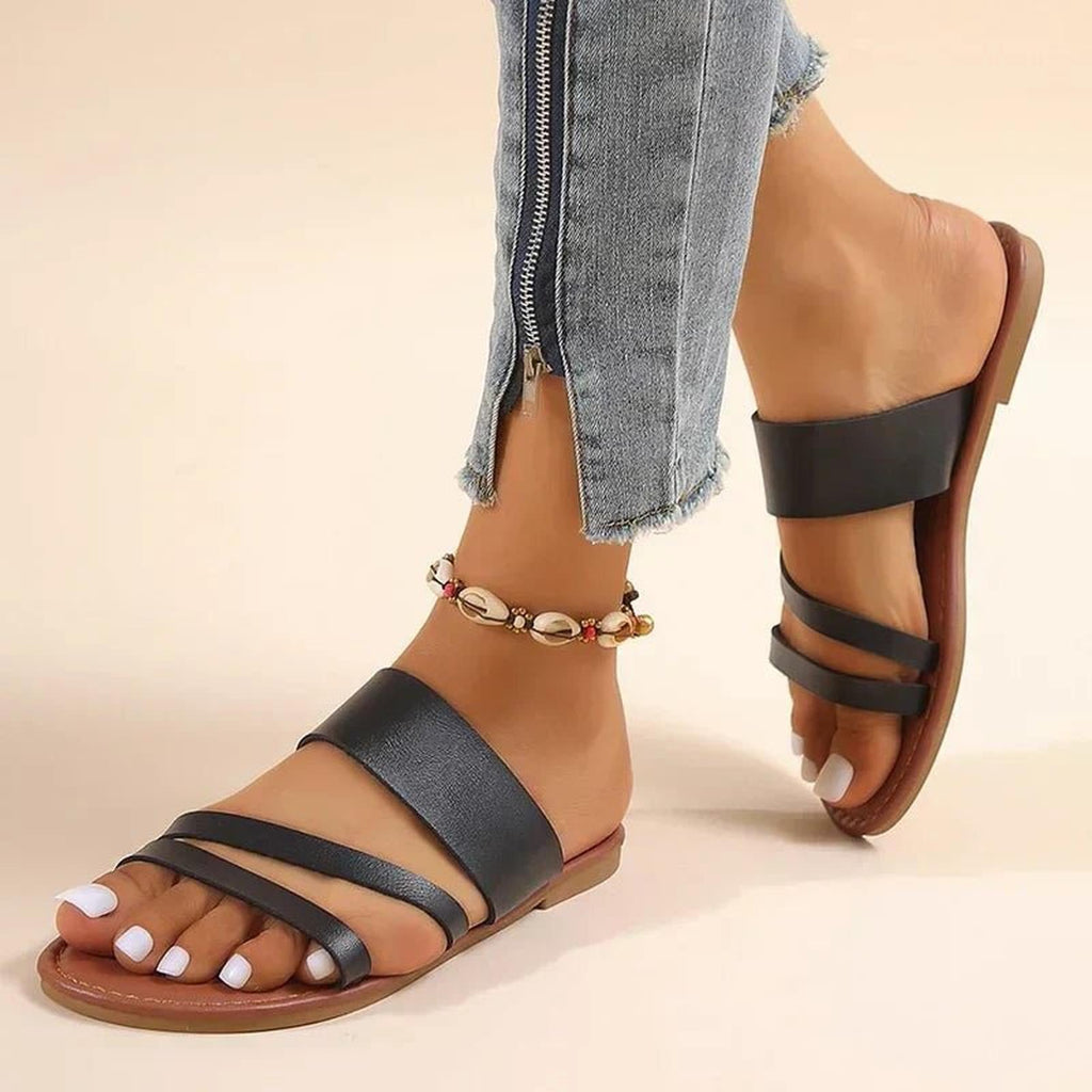 Meredith | Women's Open Toe Multi-Strap Open Back Slides