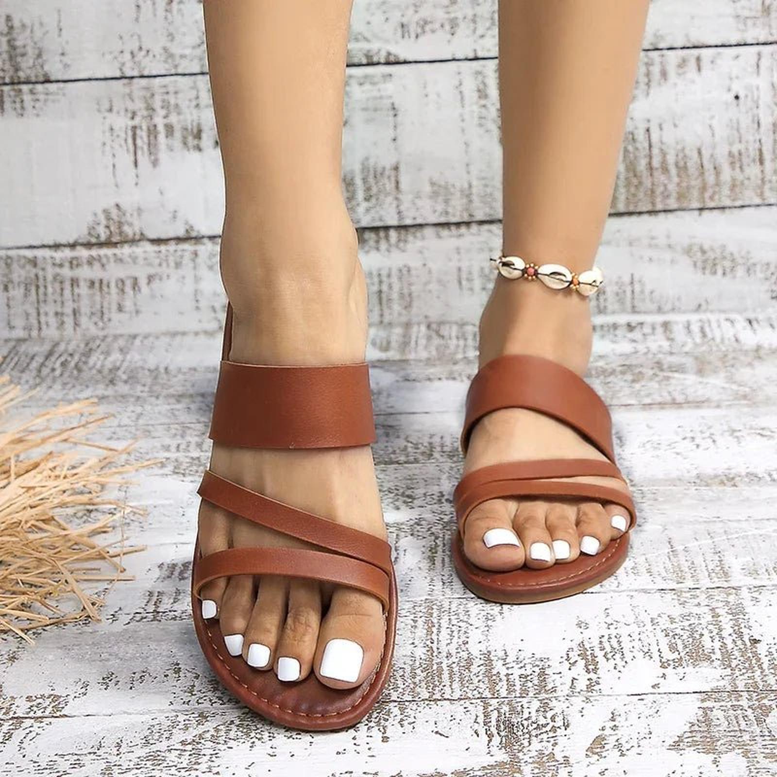 Meredith | Women's Open Toe Multi-Strap Open Back Slides