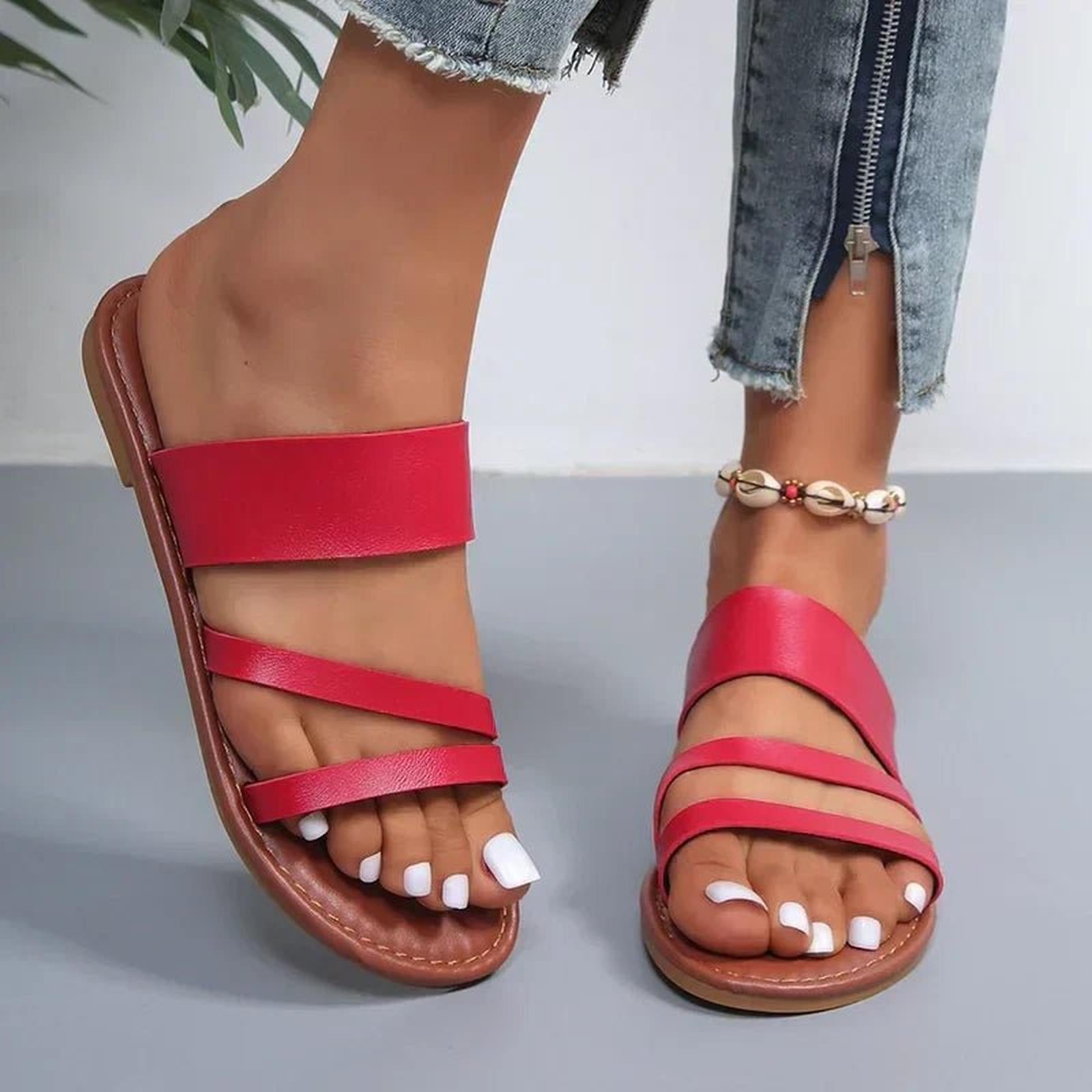 Meredith | Women's Open Toe Multi-Strap Open Back Slides