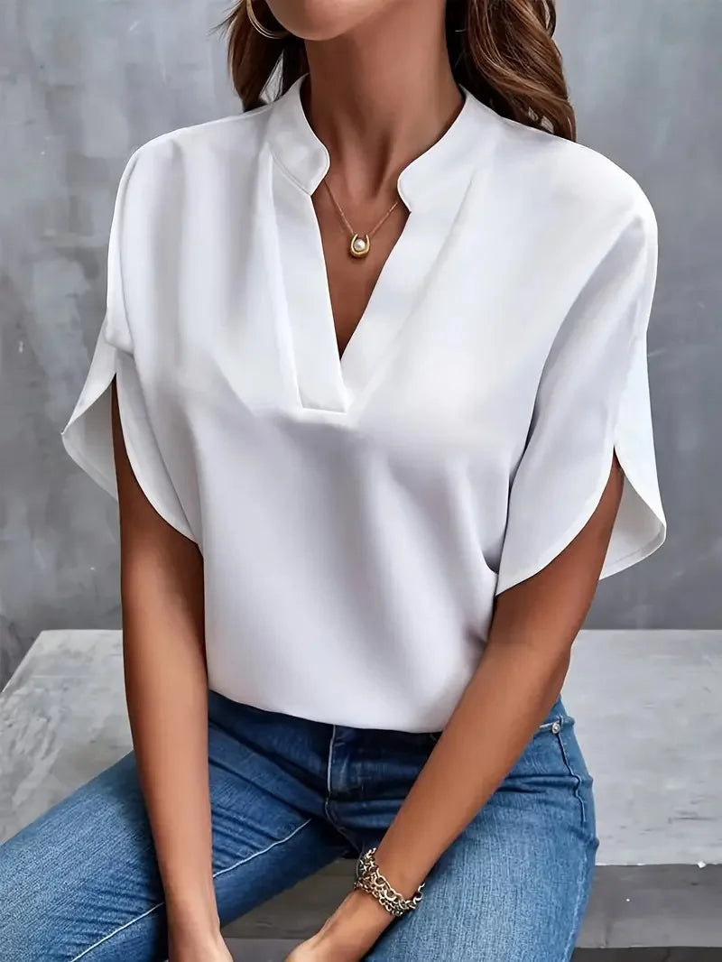 Mia | Women's V-Neck Top with Petal Split Sleeves