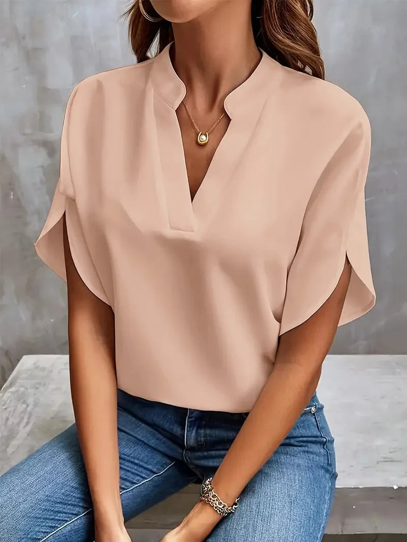 Mia | Women's V-Neck Top with Petal Split Sleeves