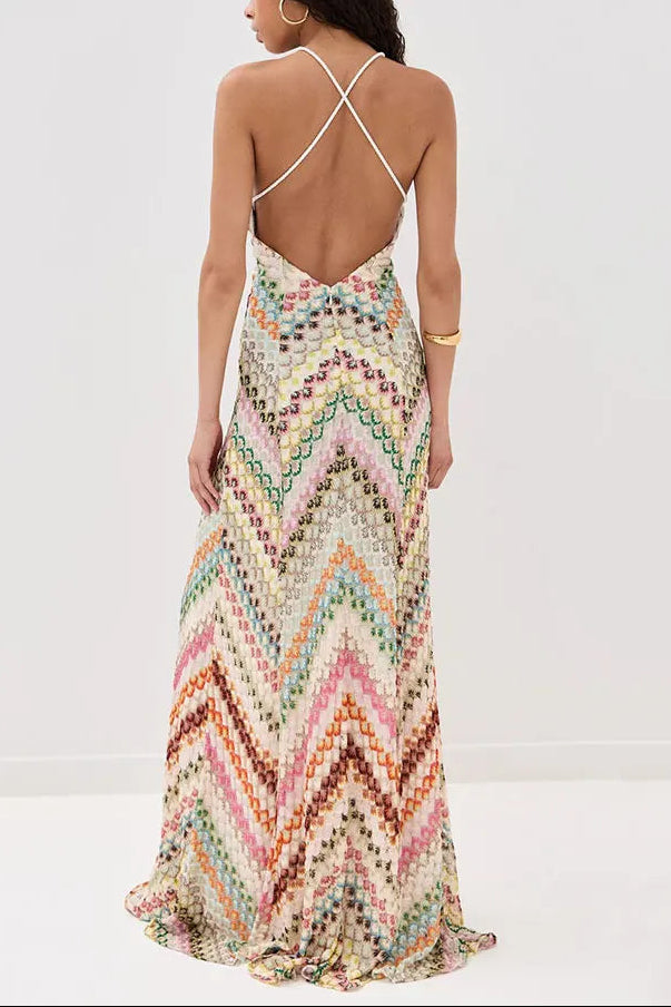 Michelle | Women's V Neck Zigzag Flowy Wedding Guest Dress
