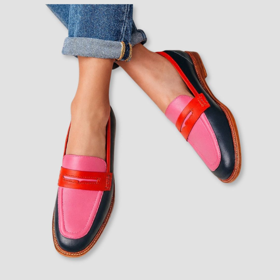 Mikaela | Women's Two-Tone Slip-On Round Toe Moccasin Loafers