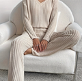 Mikayla | Women's V-Neck Long Sleeve Two Piece Matching Set