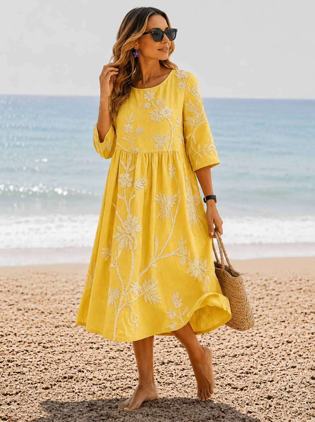 Misty | Women's Floral A Line Round Neck Wedding Guest Dress