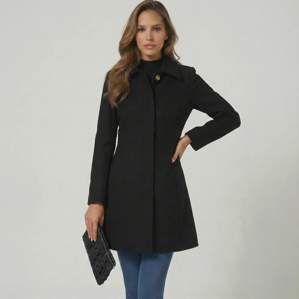 Moira | Women’s Long Sleeve Single Breasted Button Front Coat