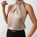 Monique | Women's Pleated Halter Neck Sleeveless Top
