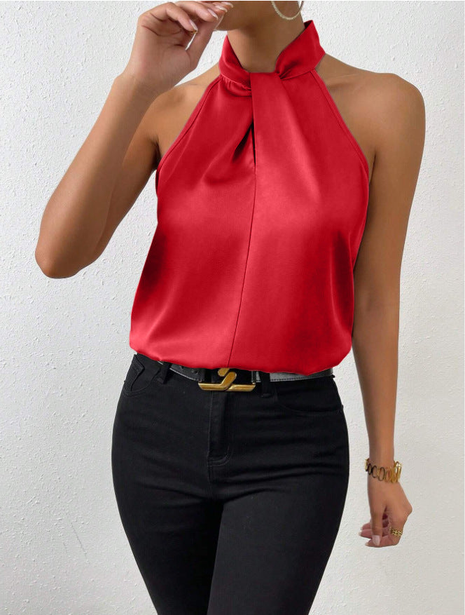 Monique | Women's Pleated Halter Neck Sleeveless Top