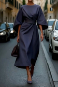 Nancy | Women’s Draped Lantern Sleeve Event Midi Dress
