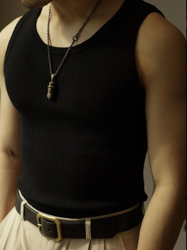 Nathan | Men's Sleeveless Slim Fit Ribbed Tank Top