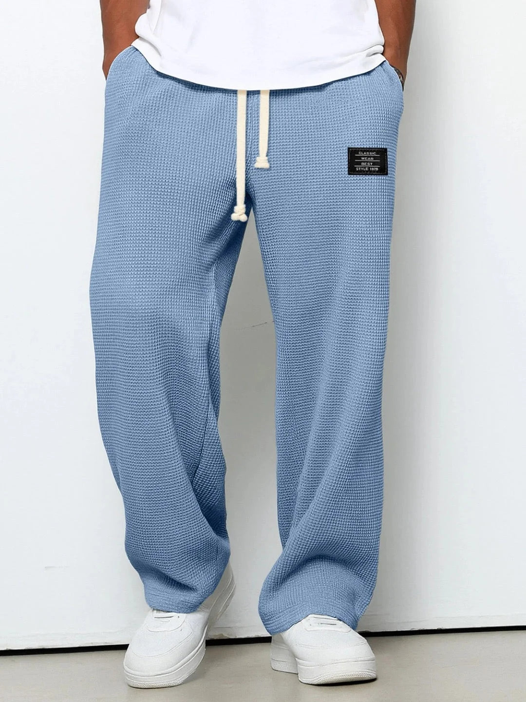 Nicholas | Men’s Textured Wide Leg Drawstring Pockets Trousers
