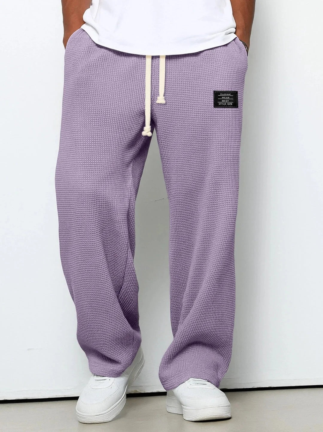 Nicholas | Men’s Textured Wide Leg Drawstring Pockets Trousers