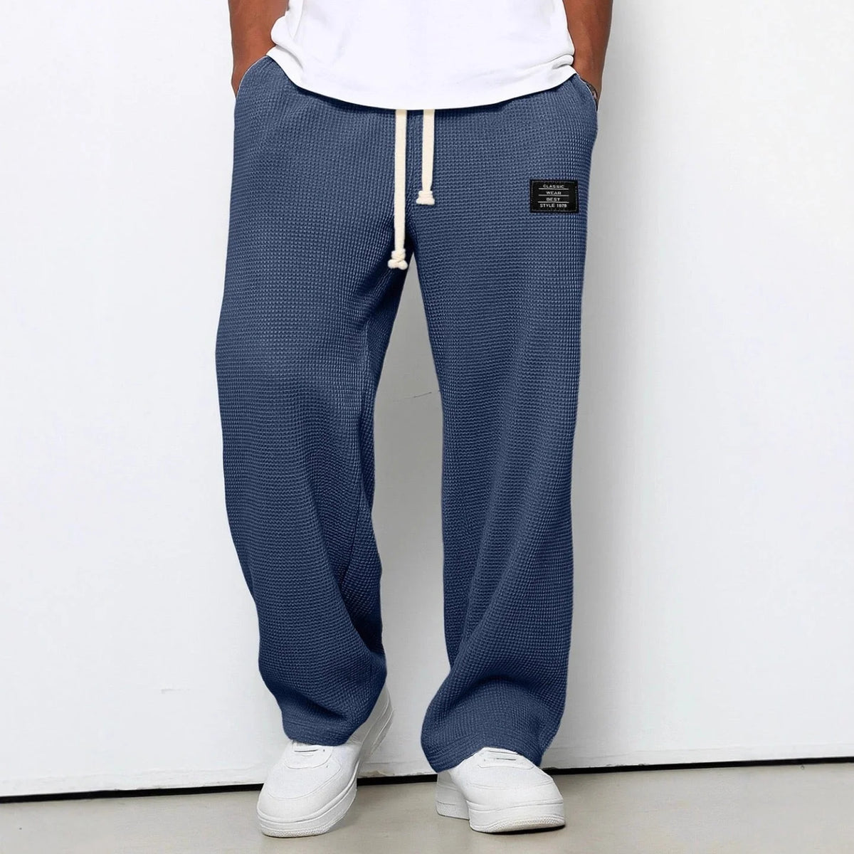 Nicholas | Men’s Textured Wide Leg Drawstring Pockets Trousers