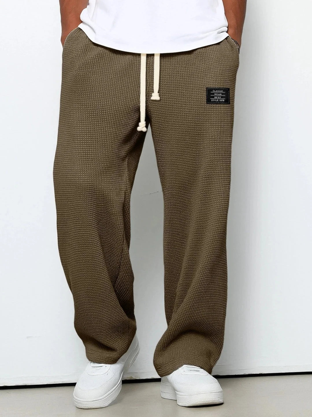 Nicholas | Men’s Textured Wide Leg Drawstring Pockets Trousers