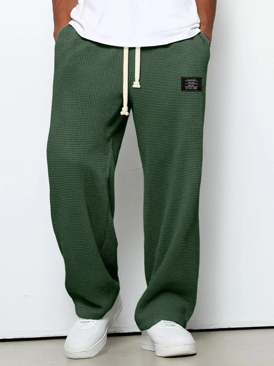 Nicholas | Men’s Textured Wide Leg Drawstring Pockets Trousers