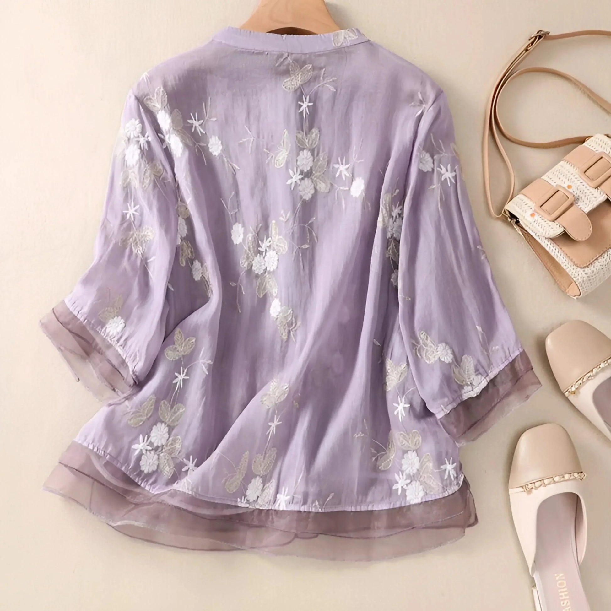 Odessa | Women's Floral Stand Collar Button Front Top