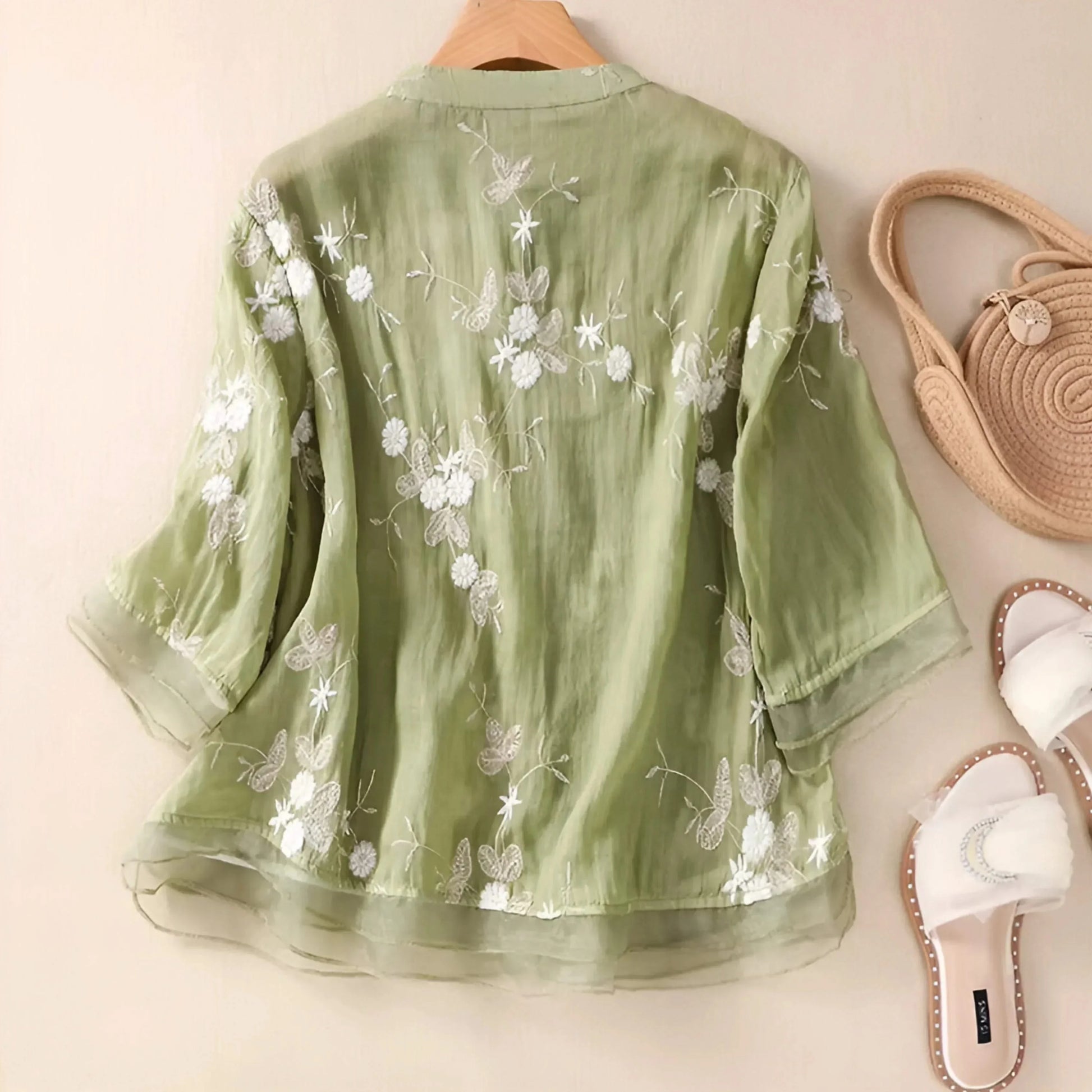 Odessa | Women's Floral Stand Collar Button Front Top