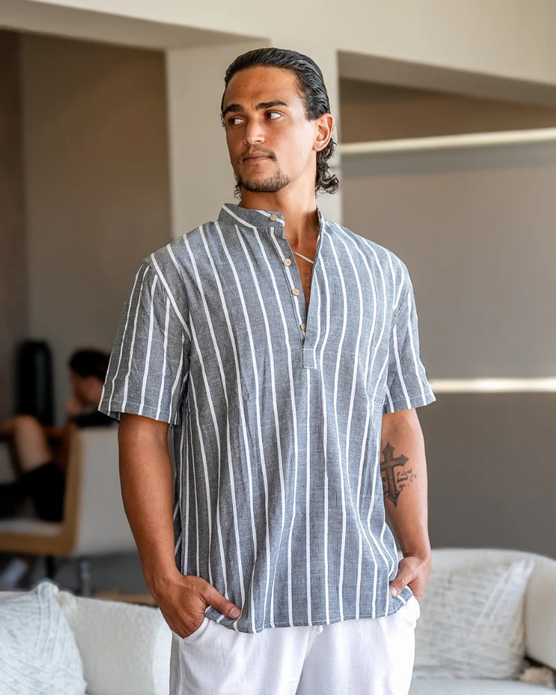 Oliver | Men’s Short Sleeve Vertical Stripe Shirt
