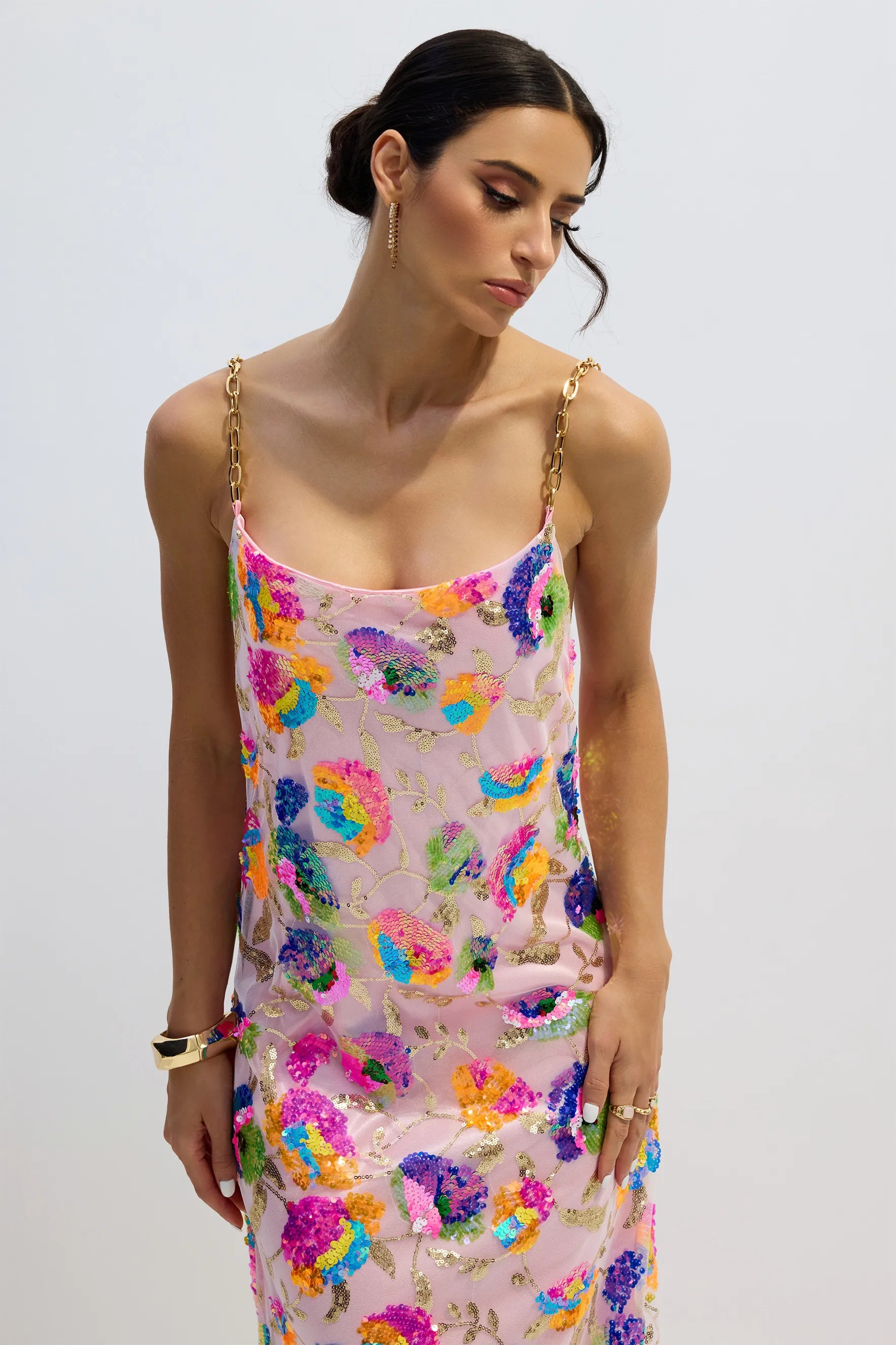 Paisley | Women’s Backless Sequin Floral High Slit Wedding Guest Dress