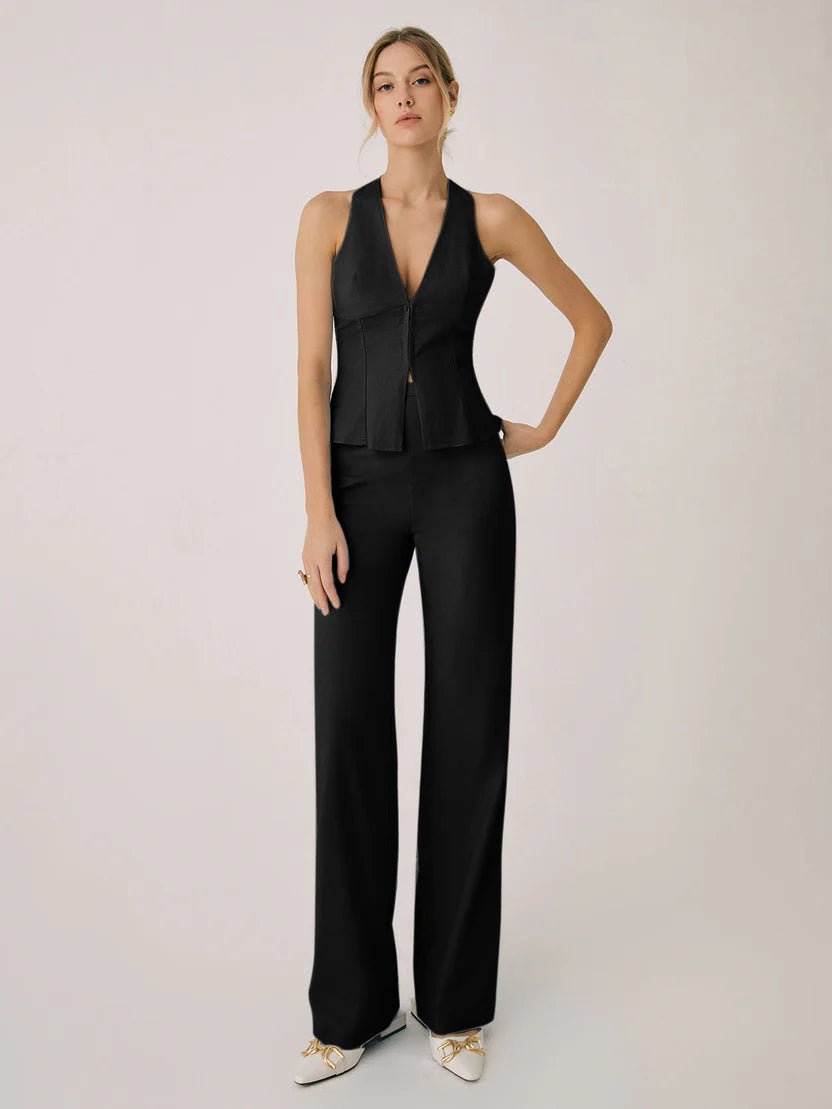 Pamela | Women's V-Neck Sleeveless Two Piece Matching Set