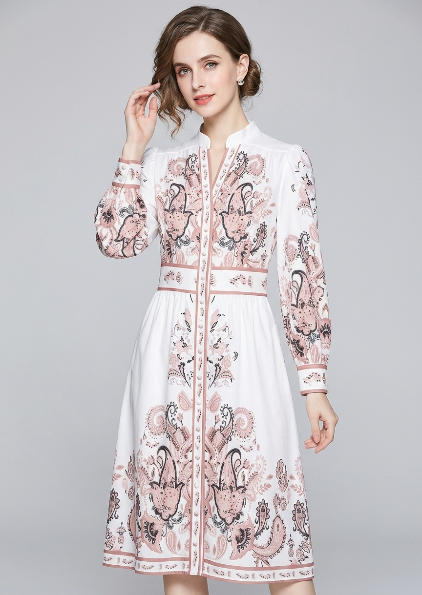 Paulette | Women's Floral Long Sleeve Flowy Pockets Midi Dress