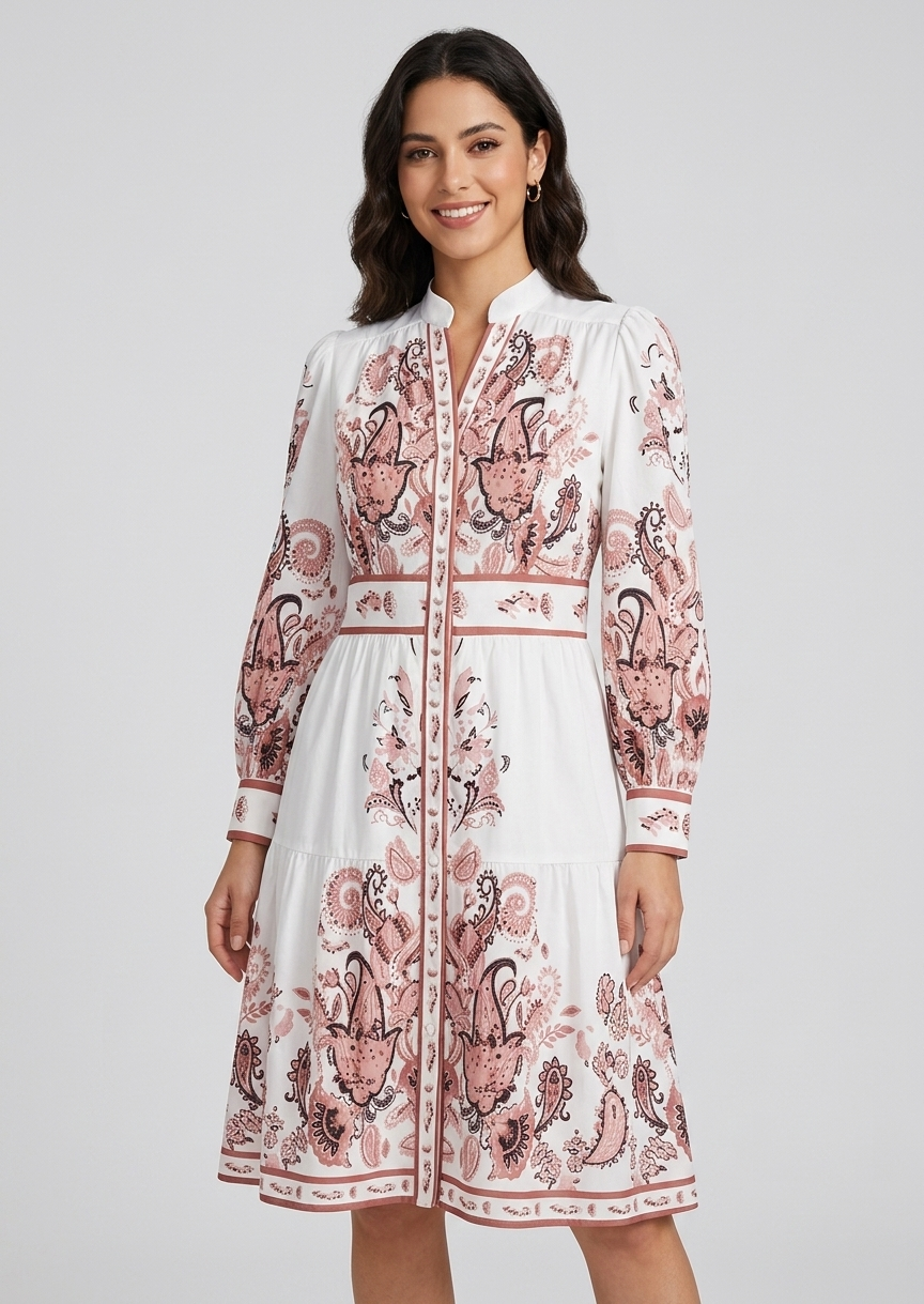 Paulette | Women's Floral Long Sleeve Flowy Pockets Midi Dress