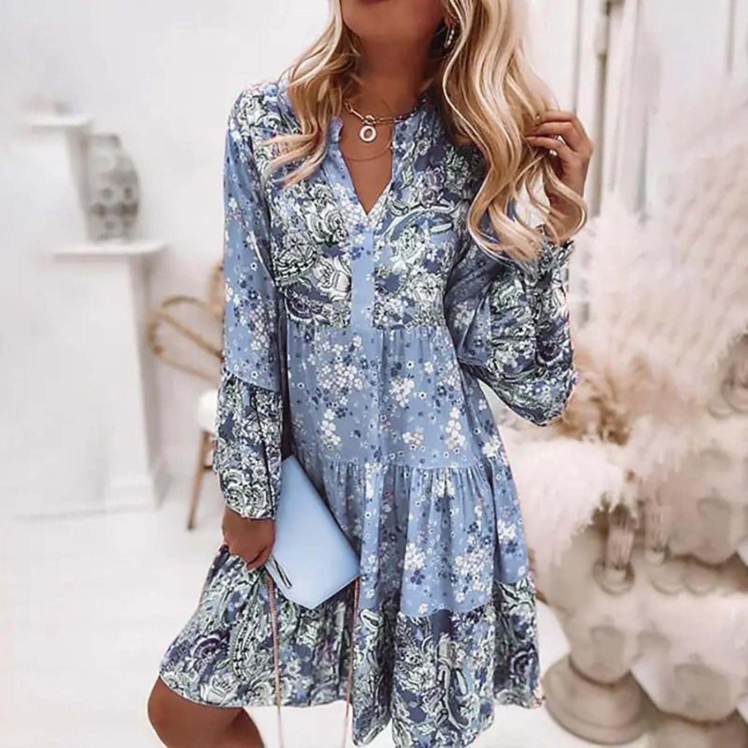 Penelope | Women's Floral Long Sleeve Knee Length Dress