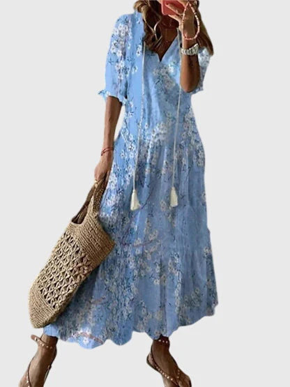 Phoebe | Women’s A-Line Boho Pattern Midi Dress