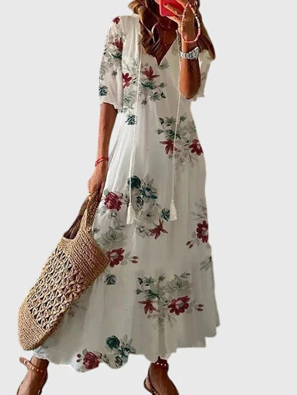 Phoebe | Women’s A-Line Boho Pattern Midi Dress
