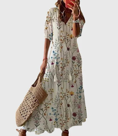 Phoebe | Women’s A-Line Boho Pattern Midi Dress