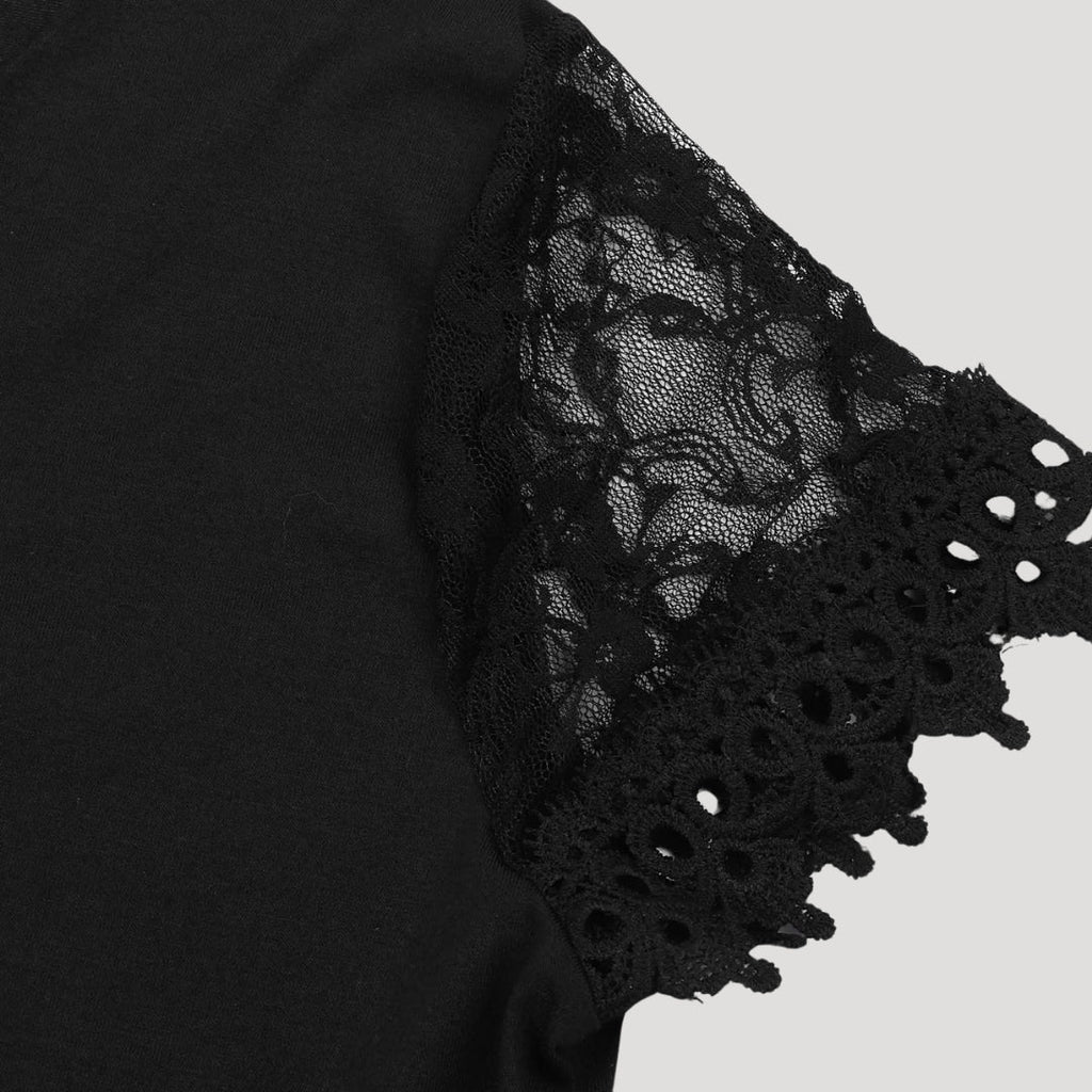 Lisa | Women’s Black V Neck Short Sleeve Mini Dress