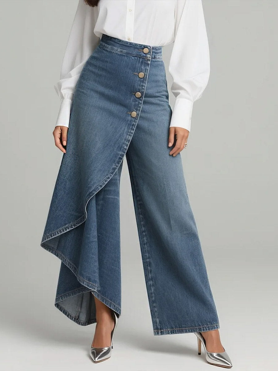 Phoebe | Women's Wide Leg Asymmetric High Waist Jeans