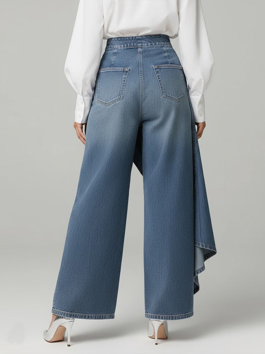 Phoebe | Women's Wide Leg Asymmetric High Waist Jeans