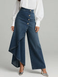 Phoebe | Women's Wide Leg Asymmetric High Waist Jeans