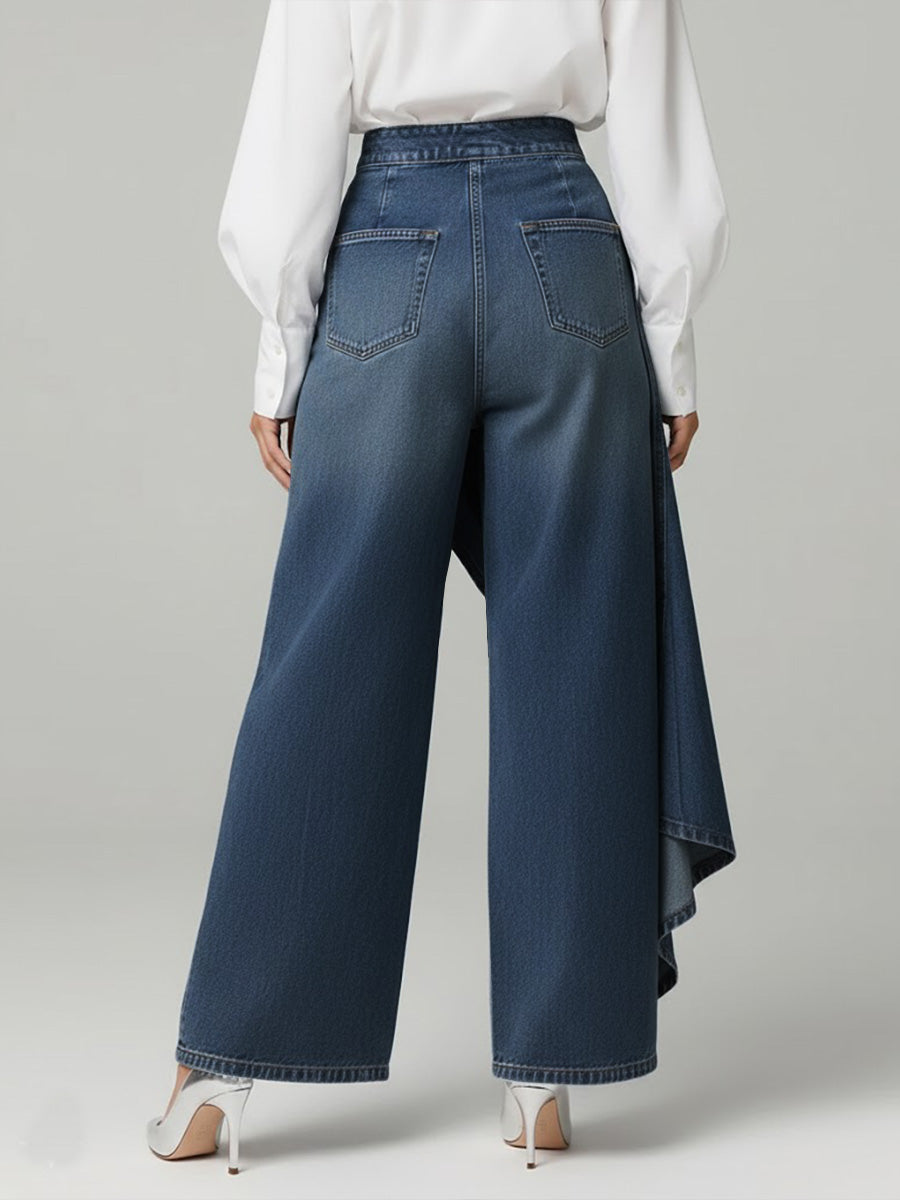 Phoebe | Women's Wide Leg Asymmetric High Waist Jeans