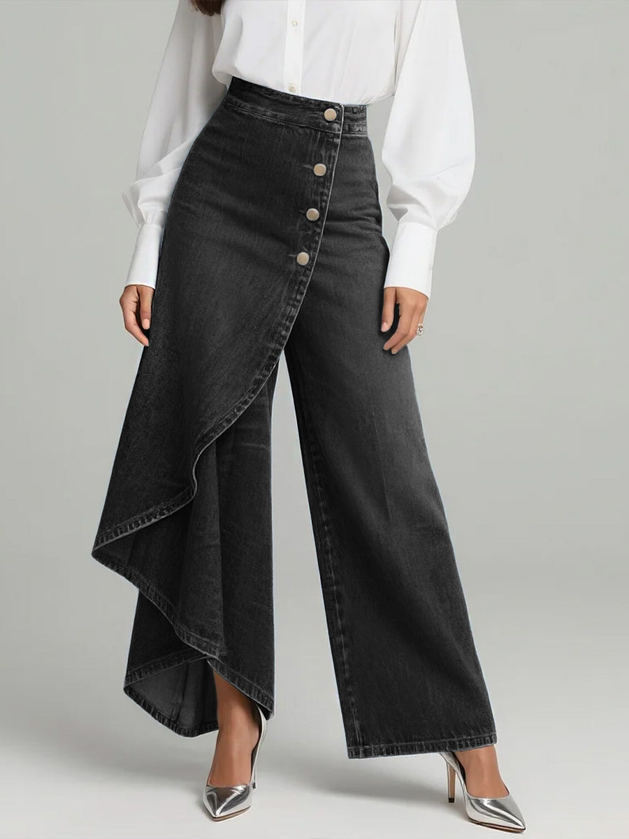 Phoebe | Women's Wide Leg Asymmetric High Waist Jeans