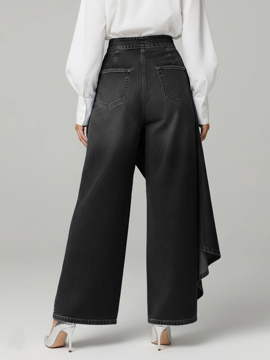 Phoebe | Women's Wide Leg Asymmetric High Waist Jeans
