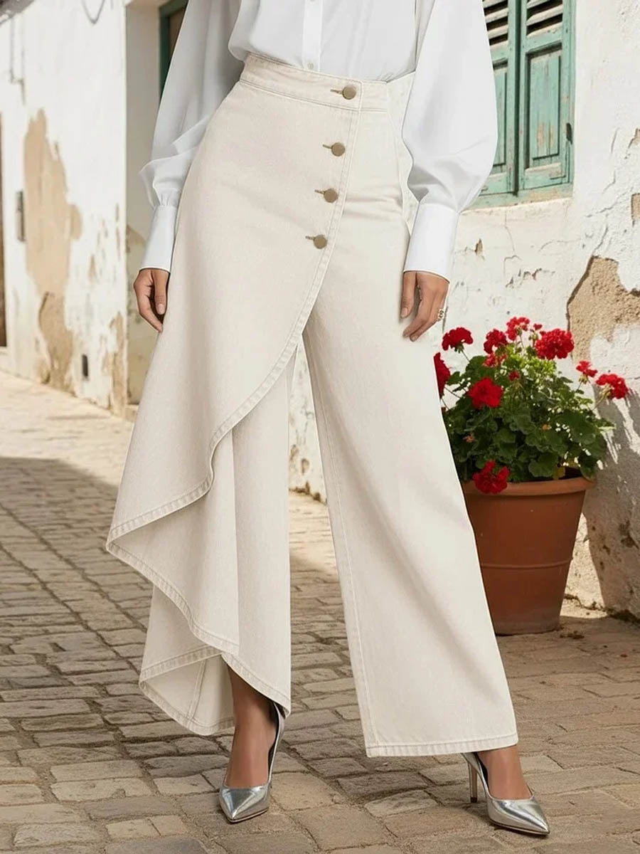 Phoebe | Women's Wide Leg Asymmetric High Waist Jeans