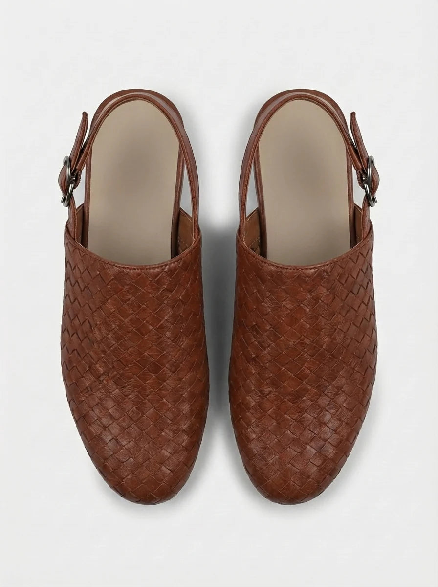 Poppy | Women’s Low Heel Woven Detail Slingback Flats