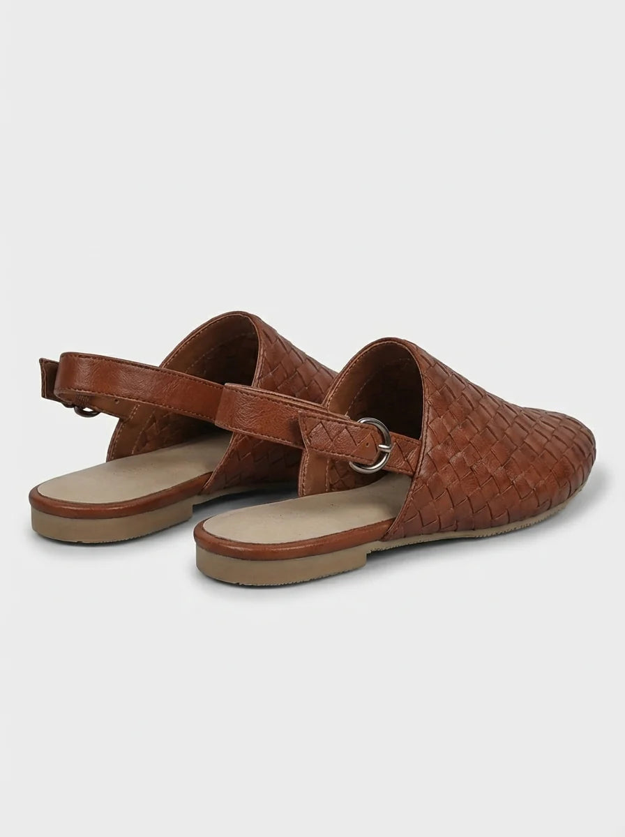 Poppy | Women’s Low Heel Woven Detail Slingback Flats