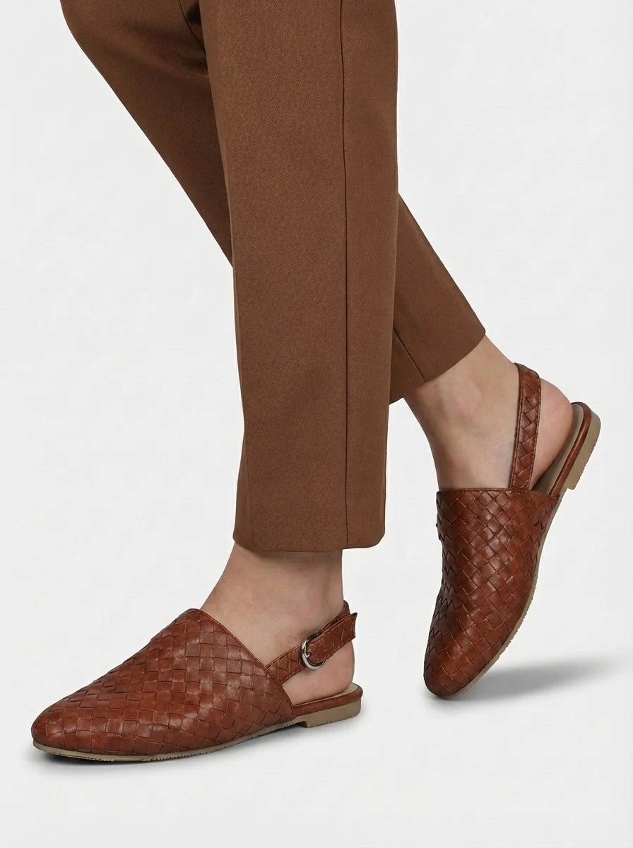 Poppy | Women’s Low Heel Woven Detail Slingback Flats