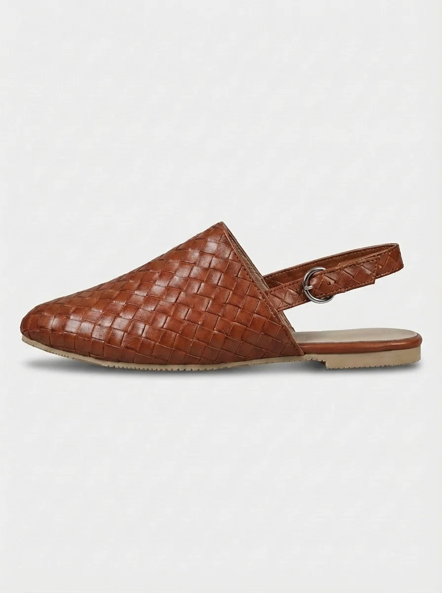 Poppy | Women’s Low Heel Woven Detail Slingback Flats