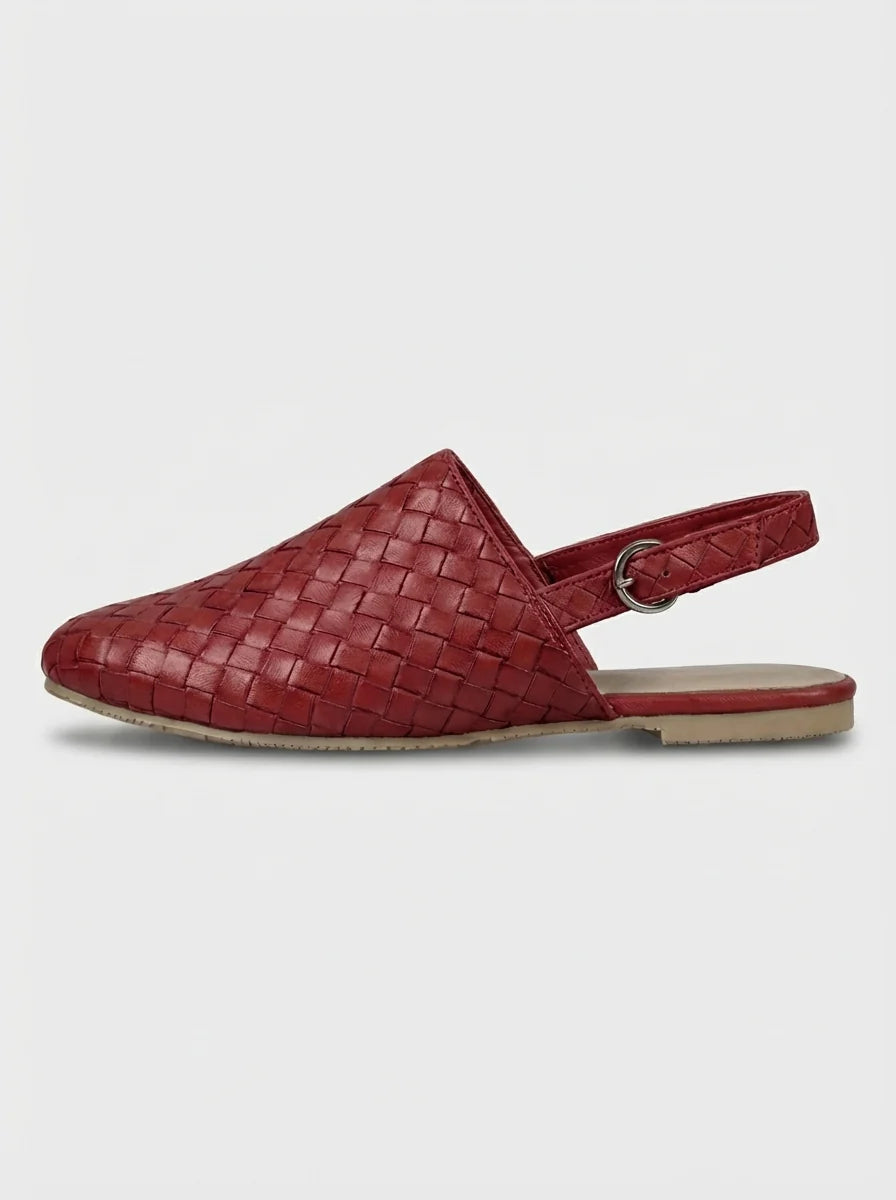 Poppy | Women’s Low Heel Woven Detail Slingback Flats