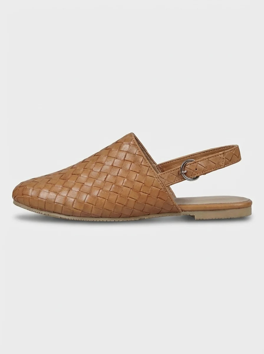 Poppy | Women’s Low Heel Woven Detail Slingback Flats