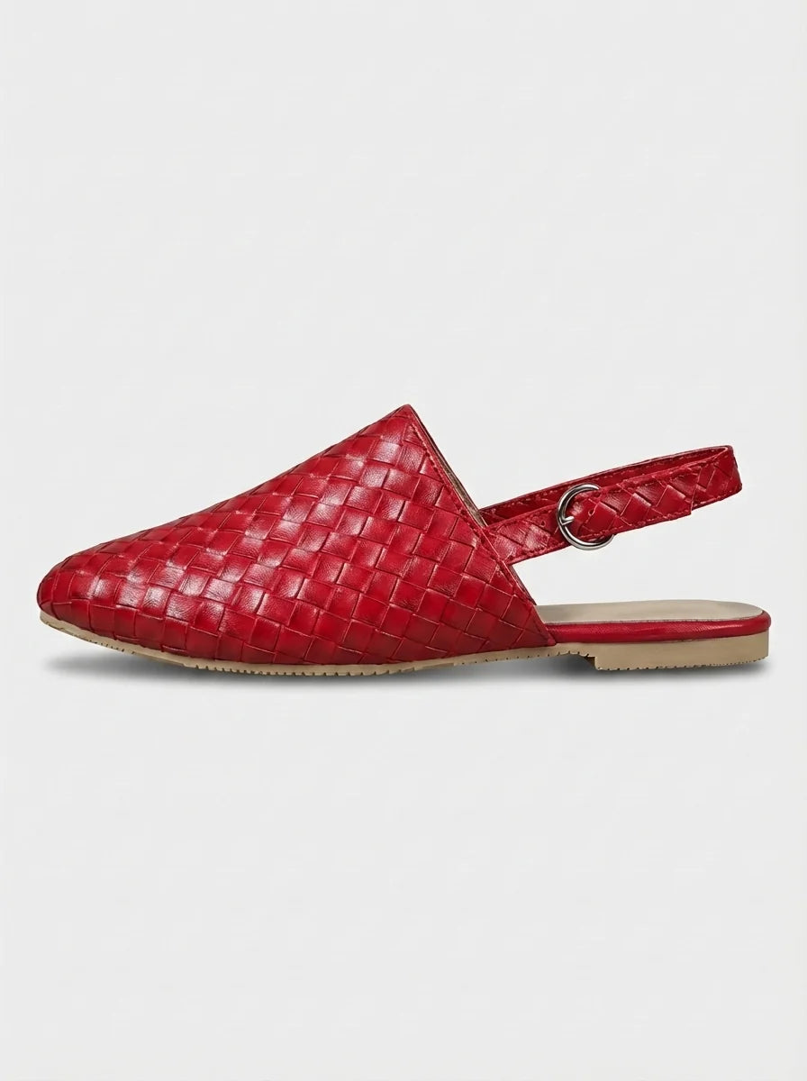Poppy | Women’s Low Heel Woven Detail Slingback Flats