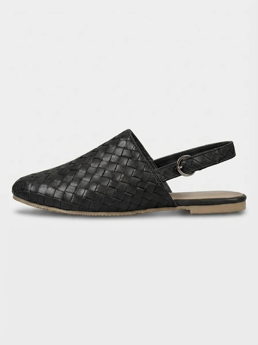 Poppy | Women’s Low Heel Woven Detail Slingback Flats